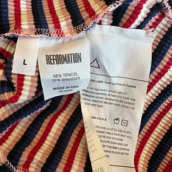 Reformation Hampton Bodysuit Hollywood Stripe L - Picture 9 of 9